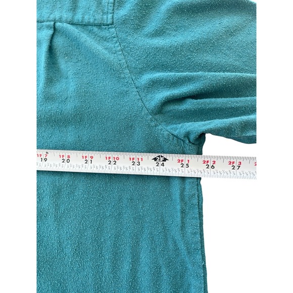 Vtg Y2K Park Central Brushed Silk Button Up Roll Tab Teal Top Size XXL Safari - Picture 7 of 9
